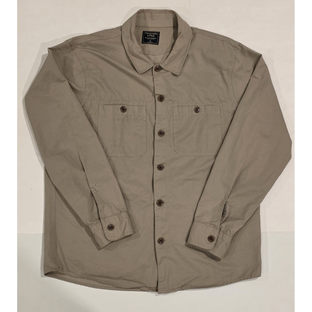 Abercrombie & Fitch‎ Men's Kaki Beige Utility Front Pockets Shirt Jacket Size XL